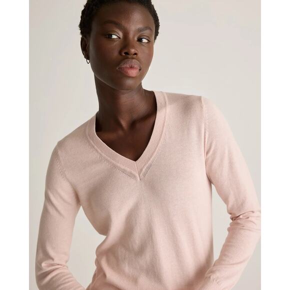 Quince Lightweight Cotton Cashmere V-Neck Sweater in Pink Size S✨ - Picture 8 of 13